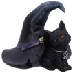 Figurine petit chat noir  ct du chapeau de sa maitresse sorcire - 10,5cm