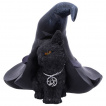 Figurine petit chat noir  ct du chapeau de sa maitresse sorcire - 10,5cm