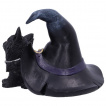 Figurine petit chat noir  ct du chapeau de sa maitresse sorcire - 10,5cm