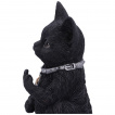 Figurine petit chat noir faisant un doigt d'honneur (16,5cm)