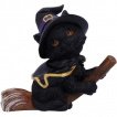 Figurine petit chat sorcier sur son balai (11cm) - Nemesis Now