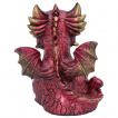 Figurine petit dragon rouge tenant une orbe (10,8cm)