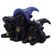 Figurine 3 petits chatons noirs  chapeau de sorcire (9,8cm)