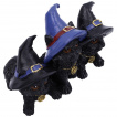 Figurine 3 petits chatons noirs  chapeau de sorcire (9,8cm)