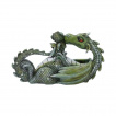 Figurine tendre maman dragon verte avec son petit (20.2cm)