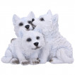 Figurine trio de bébés loups blancs