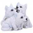 Figurine trio de bébés loups blancs