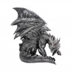 Fiigurine dragon gris aux yeux rouges