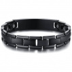 Gourmette magnetique homme type chenille en Titane noir mât