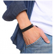 Gourmette magnetique homme type chenille en Titane noir mât