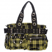 Grand sac punk-rock Tartan jaune  bandoulire perfore - Banned