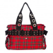 Grand sac punk-rock Tartan rouge  bandoulire perfore - Banned