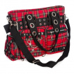 Grand sac punk-rock Tartan rouge  bandoulire perfore - Banned