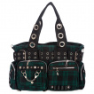 Grand sac punk-rock Tartan vert  bandoulire perfore - Banned