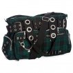 Grand sac punk-rock Tartan vert  bandoulire perfore - Banned