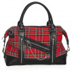 Grand sac punk-rock tissu écossais et similicuire à menottes