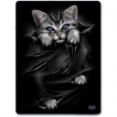Grande couverture en molleton avec chat gris à griffes sorties et déchirures