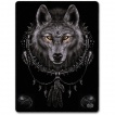 Grande couverture en molleton avec loup et attrape-rêves amérindien