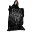 Grande couverture en molleton avec loup et attrape-rêves amérindien