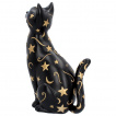 Grande figurine chat noir couvert d'toiles et de lunes dores (26cm)