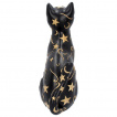 Grande figurine chat noir couvert d'toiles et de lunes dores (26cm)