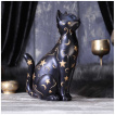 Grande figurine chat noir couvert d'étoiles et de lunes dorées (26cm)