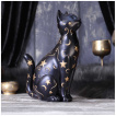 Grande figurine chat noir couvert d'toiles et de lunes dores (26cm)