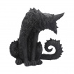 Grande figurine chat noir mouillé au regard fixe (25.5cm)