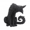 Grande figurine chat noir mouill au regard fixe (25.5cm)