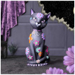 Grande figurine de chat noir  fleurs colores 