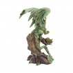 Grande figurine Dragon vert à nid sur un arbre - Anne Stokes (25.5cm)