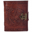 Grimoire de sorcire en cuir / journal intime  pentacle et balai - (vierge) - (20cm)