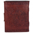 Grimoire de sorcire en cuir / journal intime  pentacle et balai - (vierge) - (20cm)