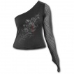 Haut femme gothique à manche longue resille avec rose noire et serpent
