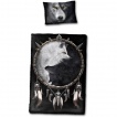 Housse de couverture double face (135x200cm)  avec loups et attrape rêve inspiration Yin et Yang + 2 taies d'oreiller