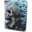 Housse porte-folio pour tablette iPad Air avec cranes et flammes bleues