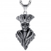 Pendentif acier à buste de capitaine pirate squelette