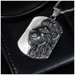 Pendentif homme plaque acier  lion de profil