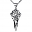 Pendentif crane de corbeau gravé de symboles