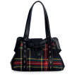 Sac à main tartan foncé à cranes et noeud chauve-souris - Banned