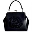 Sac à main rétro noir à large rose - BANNED