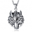 Pendentif homme  tte de loup nordique en acier