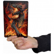 Plaque déco aluminium à Dragon débordant de lave (15x10cm)