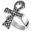 Bague homme croix gyptienne Ankh aspect peau de serpent en acier