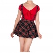 Jupe à bretelles punk-rock Banned à motif tartan noir et rouge