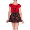 Jupe  bretelles punk-rock Banned  motif tartan noir et rouge