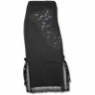 Jupe longue slim  broderies avec cranes et roses violettes