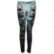 Legging femme gothique à cranes en face à face et flammes bleues