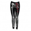 Legging noir gothique à squelette et roses rouges grimpantes