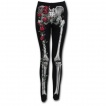 Legging noir gothique à squelette et roses rouges grimpantes